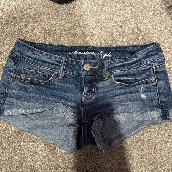 American Eagle Women's Blue and Navy Shorts - Picture 1 of 5
